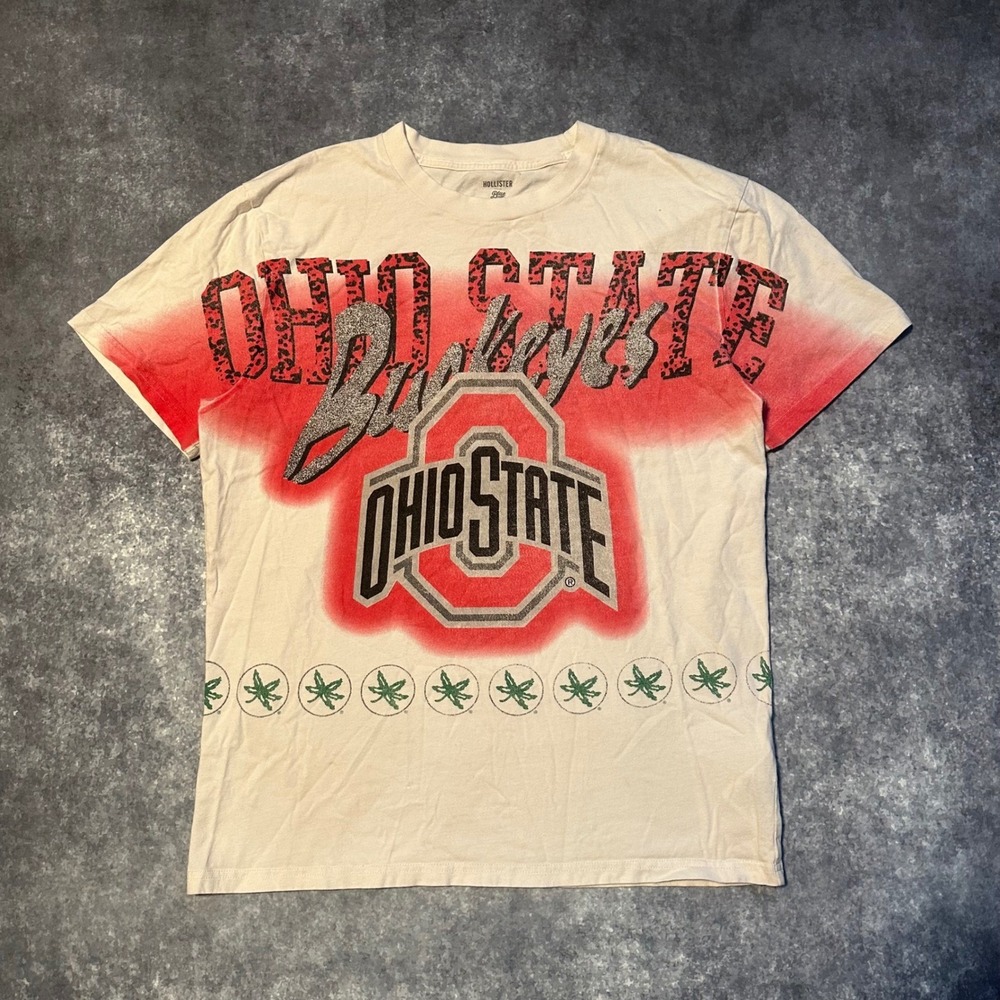 Hollister Ohio State Buckeyes T Shirt Mens Medium Relaxed Fit Graphic Tee